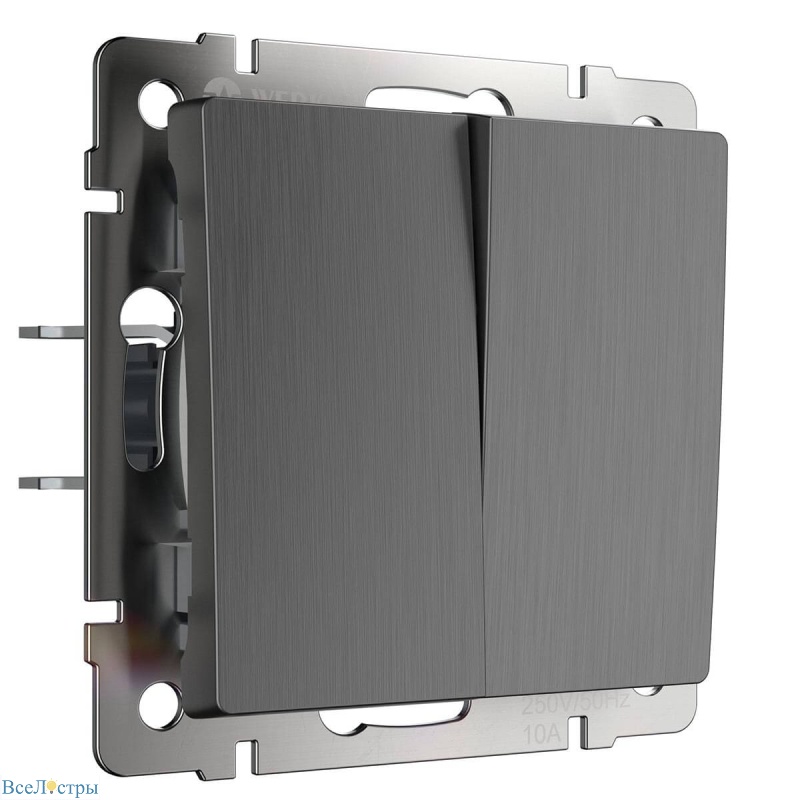 выключатель werkel двухклавишный проходной графит рифленый w1122004 4690389158483