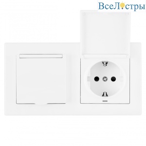 Розетка двойная (двухпостовая) с/з и шторками Arte Milano SET06-2-41-1x2 white