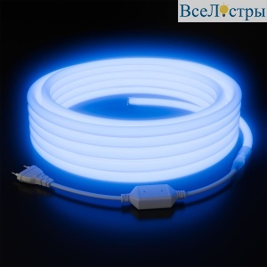Комплект светодиодного неона Apeyron 220В, 6Вт/м, синий, smd 2835, 144д/м 10м, IP65,  с аксессуарами (сетевой шнур, заглушка, крепеж - 10шт) 10-117