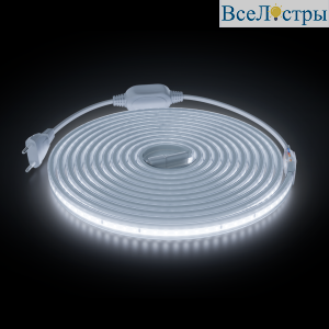 Комплект светодиодной ленты Apeyron 220В 10Вт/м, 600лм/м, 6500К (х/б), SMD2835, 120д/м, 13,5х7мм, 5м, IP65, с аксесcуарами (сетевой шнур, заглушка - 1шт, крепеж - 5шт) 10-142