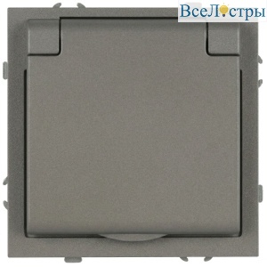 Розетка Эра Galaxy 15-2103-07 c заземлением 2P+E Schuko со шторками с крышкой 16А-250В IP20 титан Б0070670