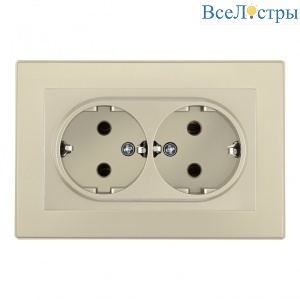 Розетка двойная с/з и шторками Arte Milano SET06-double-40-2 shampan