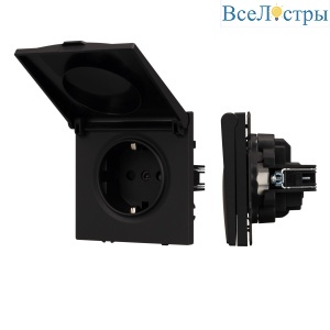 Механизм розетки влагозащищённый Arlight SCT-NOBE-MCP-SFPL-BK (230V, 16A) 054281