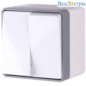 Выключатель Werkel двухклавишный влагозащищенный Gallant белый WL15-03-02 4690389102141