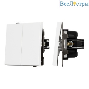 Механизм выключателя двухклавишный проходной Arlight SWT-TENDO-MKP2-PL-WH (230V, 10A) 054066