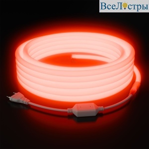 Комплект светодиодного неона Apeyron 220В, 6Вт/м, красный, smd 2835, 144д/м, круглый 10м, IP65, с аксессуарами (сетевой шнур, заглушка, крепеж - 10шт) 10-116