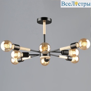 Люстра на штанге Reluce 99960-0.3-08 BK+WOOD