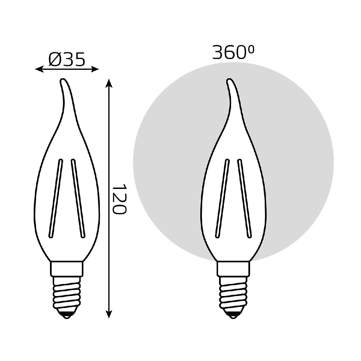 лампа светодиодная gauss filament e14 7w 2700k 104901107t
