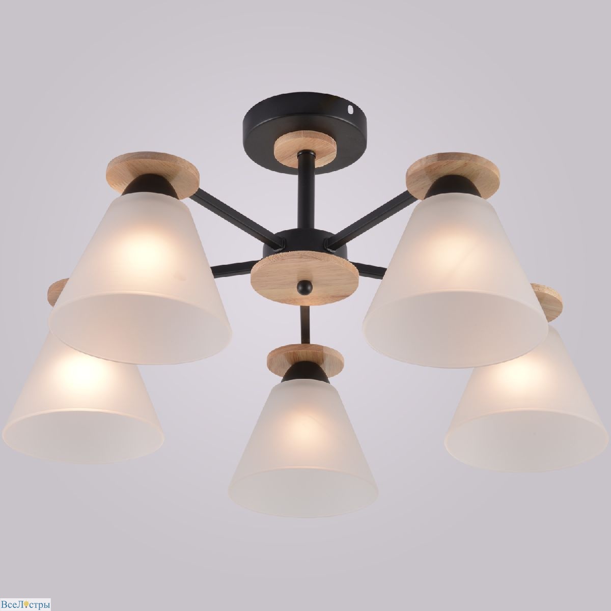 люстра на штанге reluce 01625-0.3-05 bk+wood