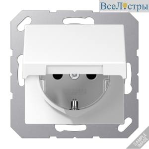 Розетка 2K+З cо шторками и крышкой Jung A1521BFKIKLANM