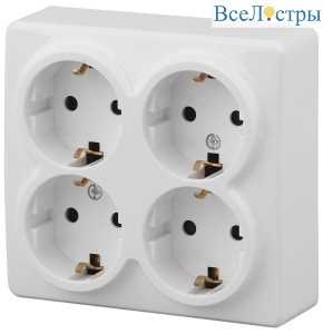 Розетка ЭРА Эксперт 4х2P E со шторками Schuko 16A 250V 11-2211-01 Б0020709