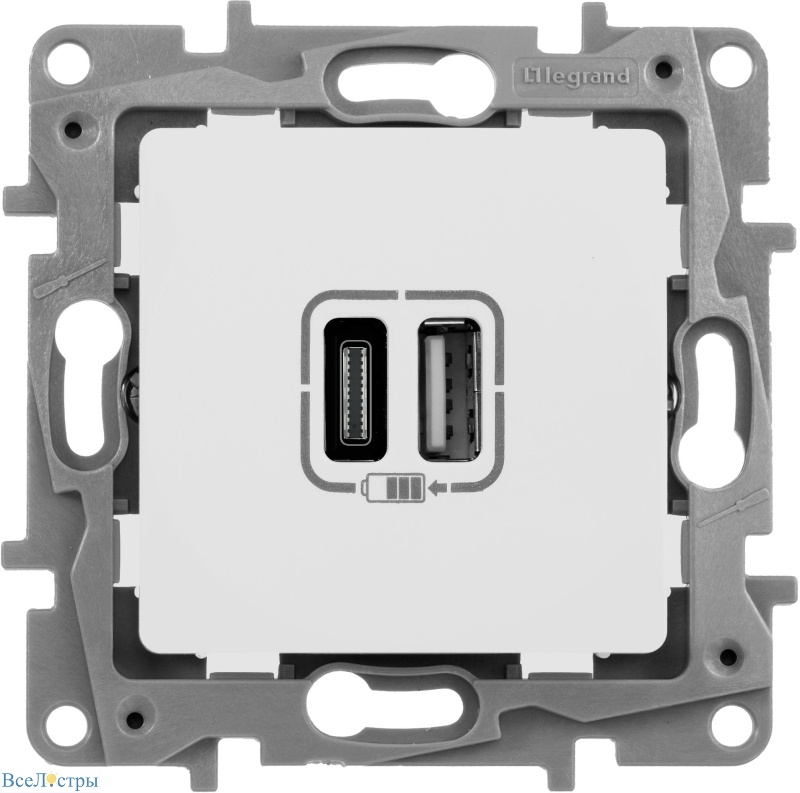 зарядка usb a-c legrand etika белый 672236