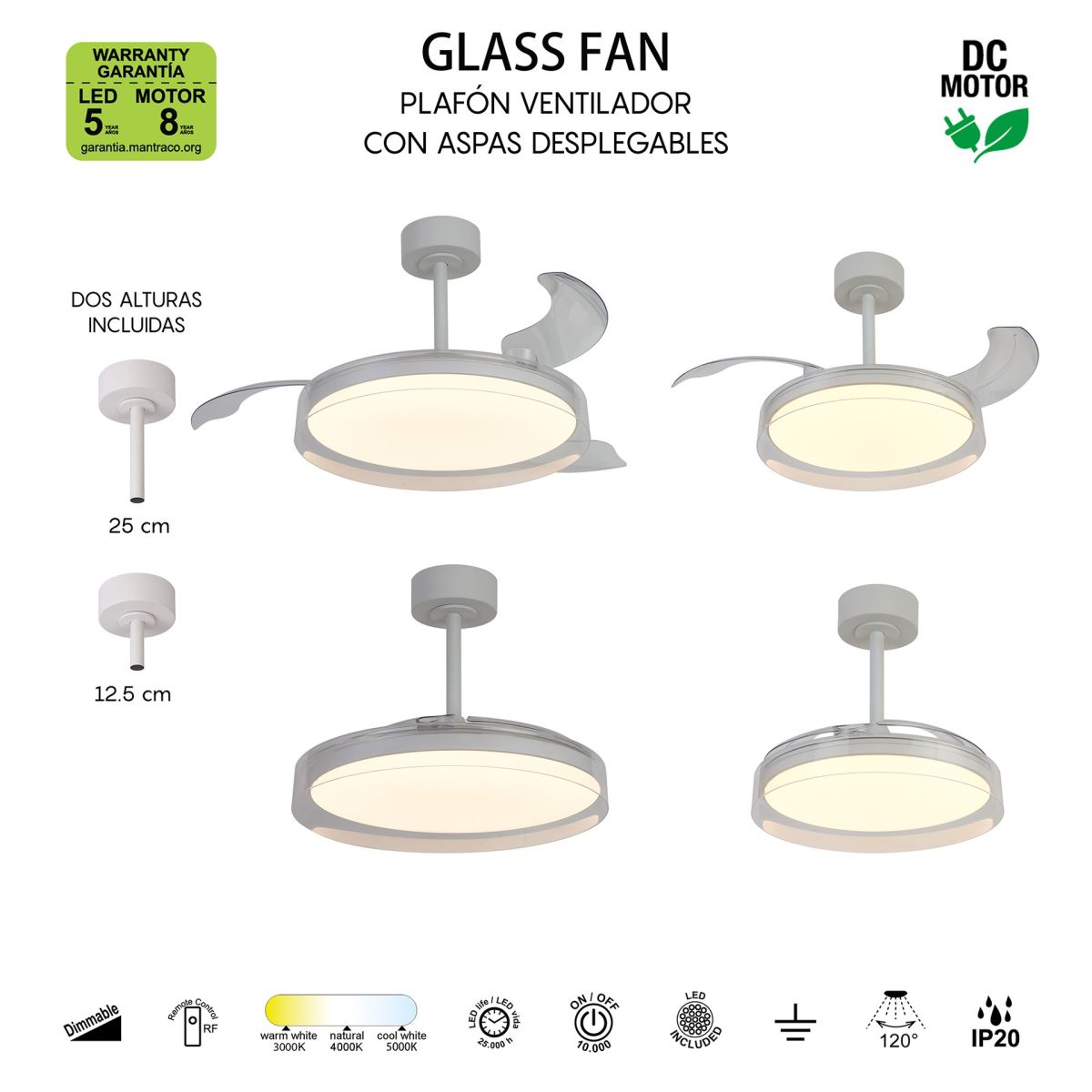 люстра-вентилятор mantra glass fan 9525