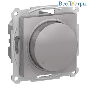 Светорегулятор (диммер) повор-нажим, LED, RC, 400Вт, мех. Systeme Electric AtlasDesign Алюминий ATN000323