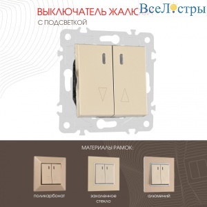 Выключатель жалюзи с подсветкой Arte Milano 203.39-2.shampan
