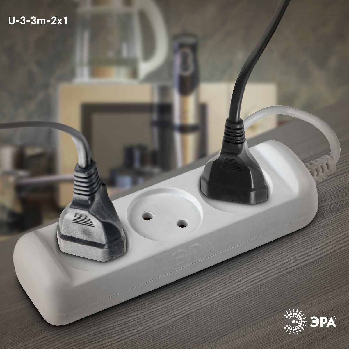 удлинитель электрический эра u-3-3m-2x1 б0028355