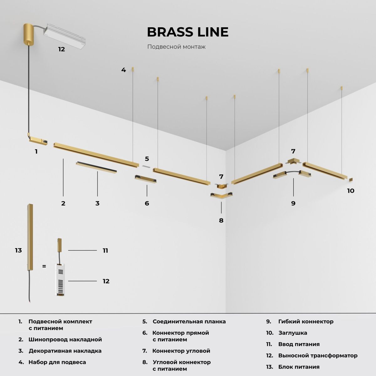 шинопровод магнитный накладной elektrostandard brass line 85227/00 4690389219085 a072146