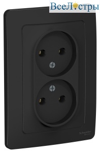 Розетка 2-ая б/з без шторок, 16А, 250В Systeme Electric Blanca внутр Антрацит BLNRS000026