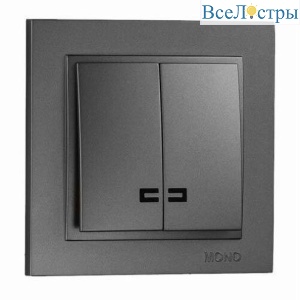 Выключатель Mono Electric Despina двухклавишный с подсветкой графит 102-202025-103