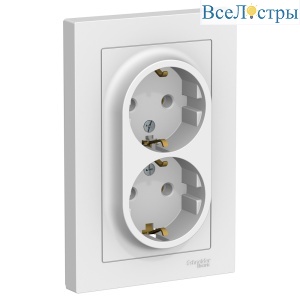 Розетка с/з двойная, 16А, в сборе Systeme Electric AtlasDesign ATN000124