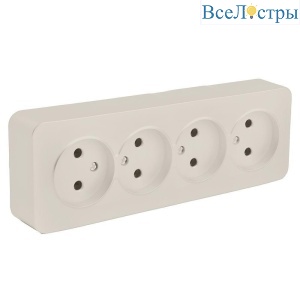 Розетка четырехместная 2P Stekker София слоновая кость MST10-14-04 49503