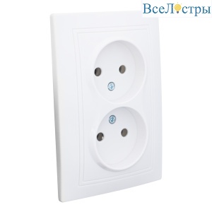 Розетка 2П двойная скрытой установки 16А 250В IP20, белая (керамика) "Дельта" General 477217