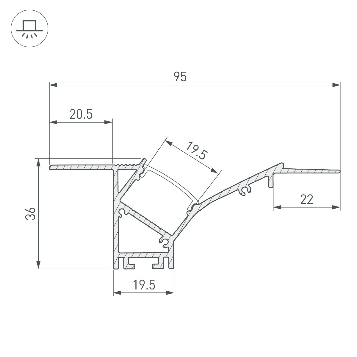 профиль arlight fantom-w45-bevel-2000 white 039949