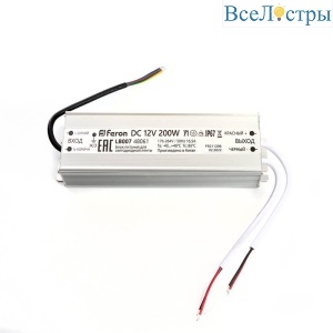 Блок питания для светодиодной ленты Feron LB007 12V 200W IP67 16,5A 48061