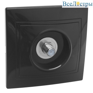 Розетка телевизионная типа F (SAT) IP20, черная "Дельта" General 477333