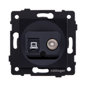 Розетка двойная TV (мама) + RJ45 Cat.6, черный Kollinger REA-021BK для Aspekt, Eleganz, Reflex