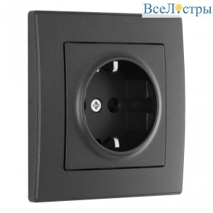 Комплект розетки с/з и шторками и рамкой Arte Milano SET06-1-40-1 black