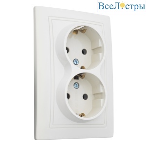 Розетка 2П+З двойная скрытой установки 16А 250В IP20,слоновая кость (керамика) "Дельта" General 477271