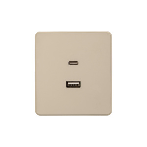 Розетка ROUND USB-A+Type-C 3А с функцией быстрой зарядки шелк KRANZ KR-78-0734-7