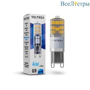 Лампа светодиодная Voltega G9 4W 4000К прозрачная VG9-K2G9cold4W 7125