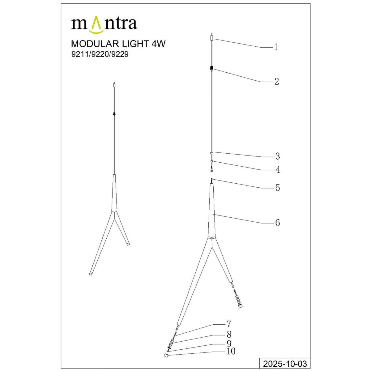 подвесной светильник mantra arrecife 9356+9229 (1l)