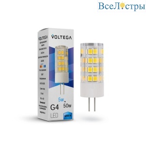 Лампа светодиодная Voltega G4 5W 4000К прозрачная VG9-K3G4cold5W 7184