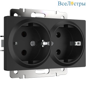 Розетка Werkel двойная с заземлением черный матовый W1172008 4690389156922