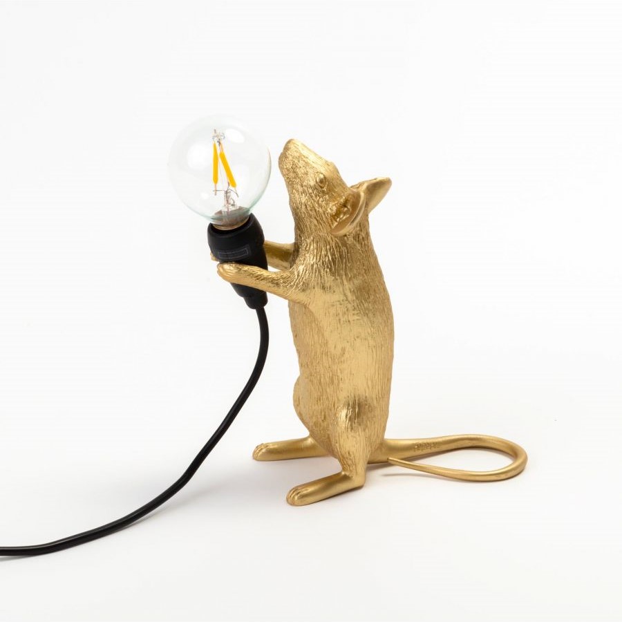 настольная лампа mouse lamp standing gold usb seletti