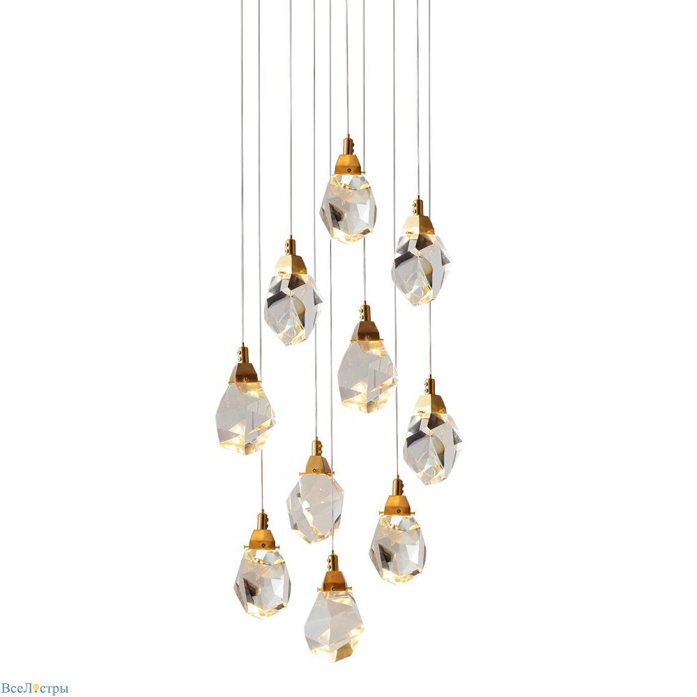 подвесной светильник crystal rock 9701p/10r brass delight collection