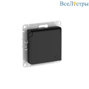 Розетка с заземл. со шторк. с крышкой, 16А,IP20,мех., быстрозажим. клем. Systeme Electric AtlasDesign Карбон ATN001046S