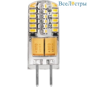 Лампа светодиодная Feron G4 3W 4000K прозрачная LB-422 G4 3W 4000K 25532