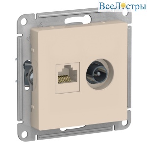 Розетка компьютерная двойная RJ45+TV Systeme Electric AtlasDesign Беж ATN000289