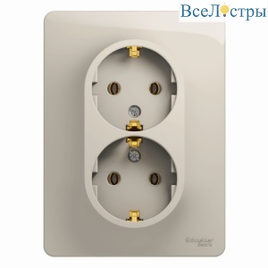 Розетка 2-ая с/з (в сборе) Systeme Electric Glossa Молочный GSL000924