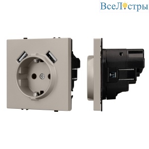 Механизм розетки Arlight с USB зарядкой SCT-NOBE-MUAA-SFPL-CA (230V, 16A) 059442