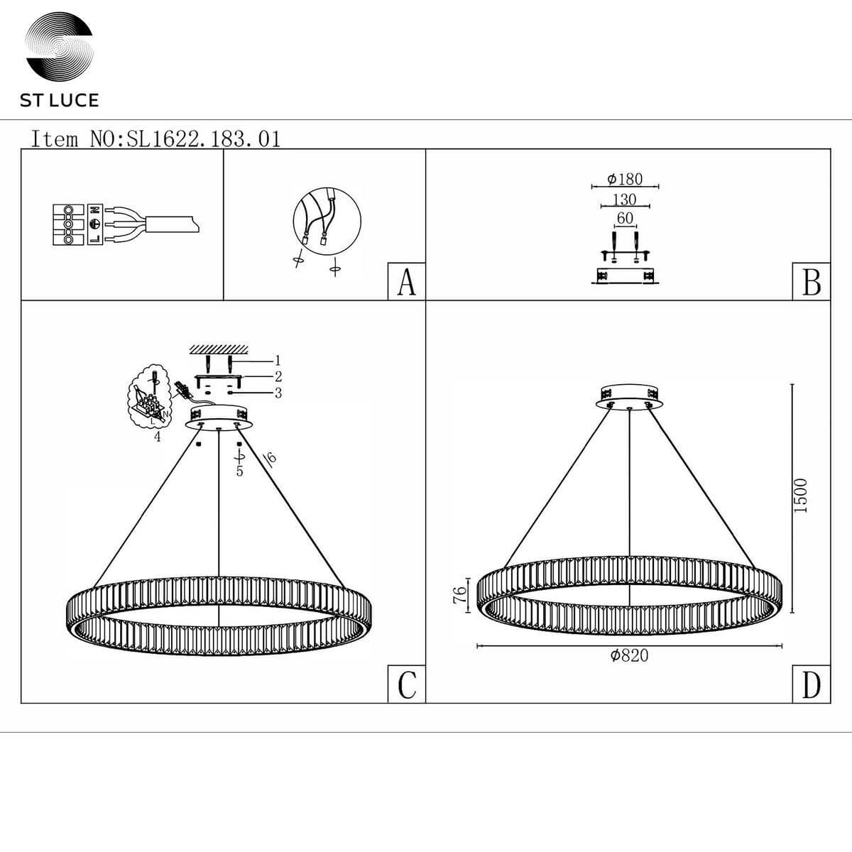 подвесная люстра st luce sl1622.183.01