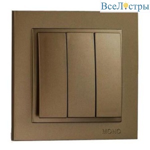 Выключатель Mono Electric Despina трехклавишный бронза 102-232322-114