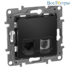 Розетка комбинированная RJ11+RJ45 Legrand Etika 5 кат UTP антрацит 672652