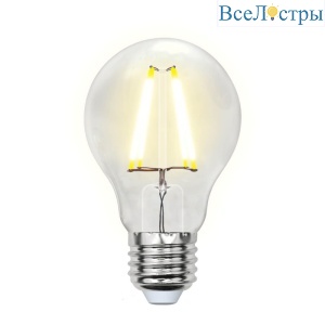 Лампа светодиодная филаментная (UL-00001372) Uniel E27 8W 4000K прозрачная LED-A60-8W/NW/E27/CL PLS02WH