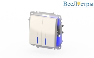 Выключатель двухклавишный с подсветкой ELBI Zena Vega 609-010200-203