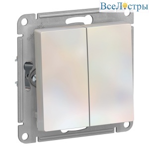 Выключатель 2-клавишный с самовозвратом, сх.2, 10А, механизм Systeme Electric AtlasDesign Жемчуг ATN000417